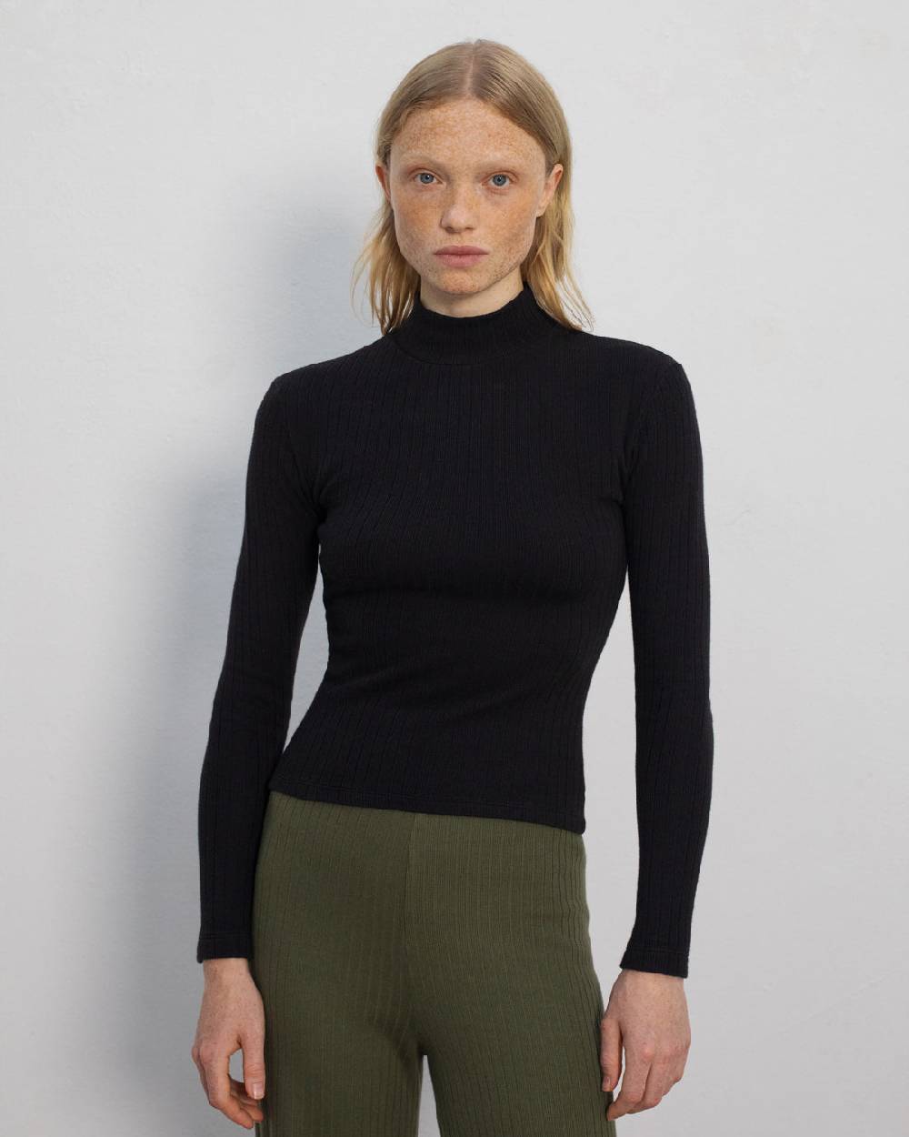 Rotholz Schweres Mockneck Longsleeve Bio Baumwolle - Schwarz Fabrik Onlineshop