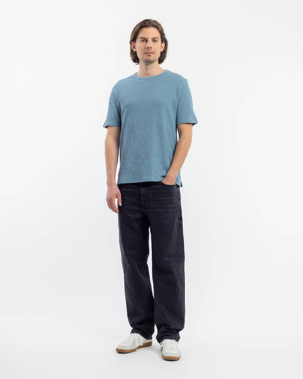 Rotholz Waffel T-Shirt Bio-Baumwolle - Blau Online Shopping