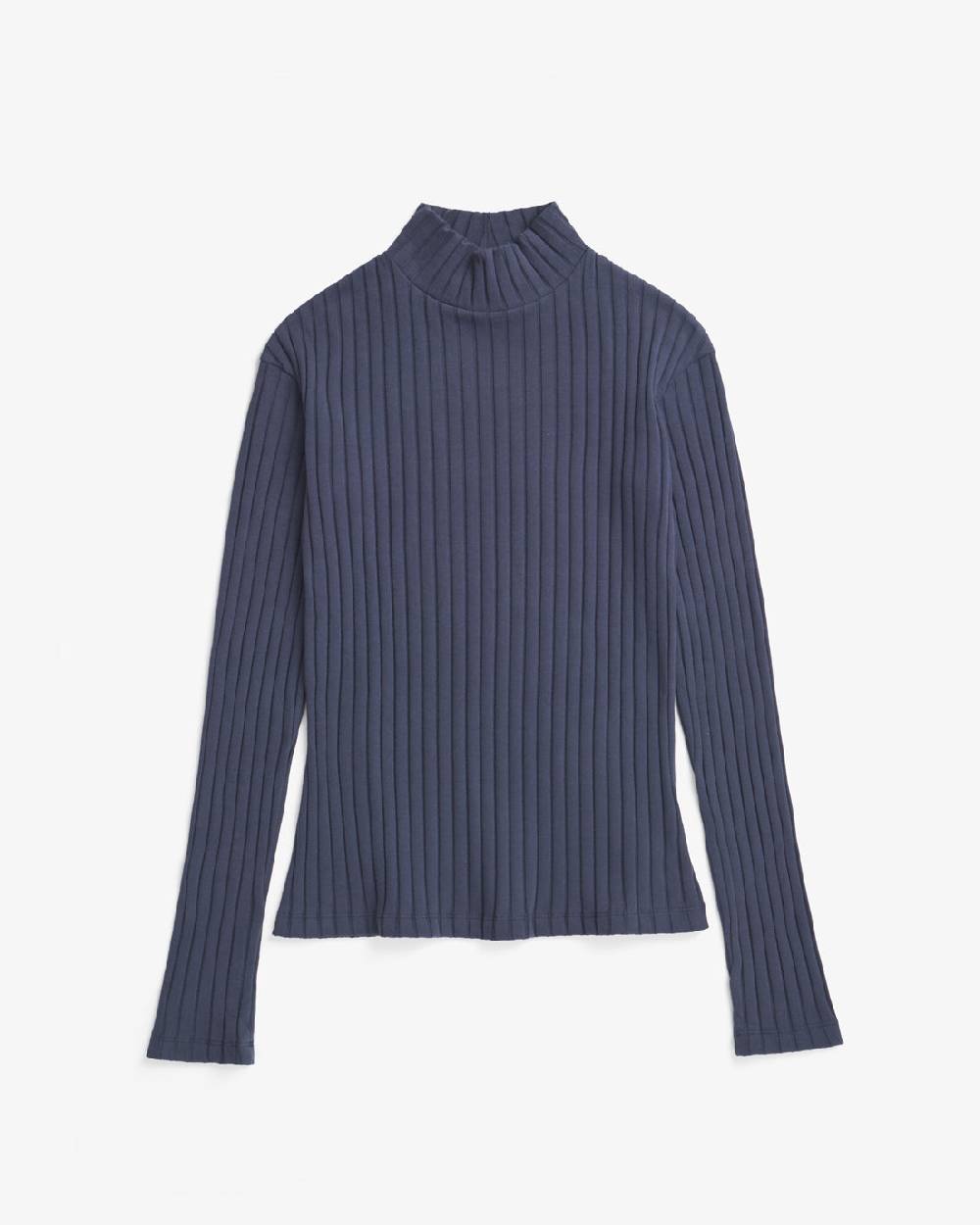 Rotholz Geripptes Longsleeve Bio Baumwolle - Dunkelblau