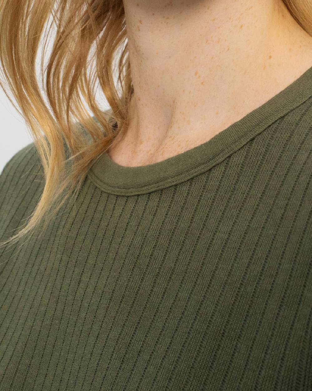 Rotholz Schweres Geripptes T-Shirt Bio Baumwolle - Grün Valentinstagsangebot