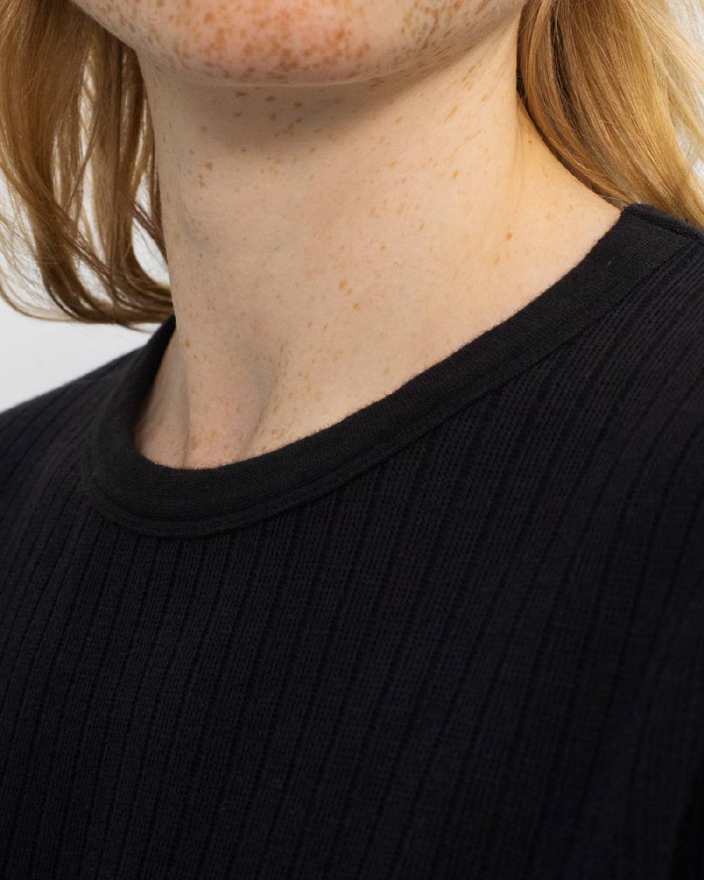 Rotholz Schweres Geripptes T-Shirt Bio Baumwolle - Schwarz Tiefpreis