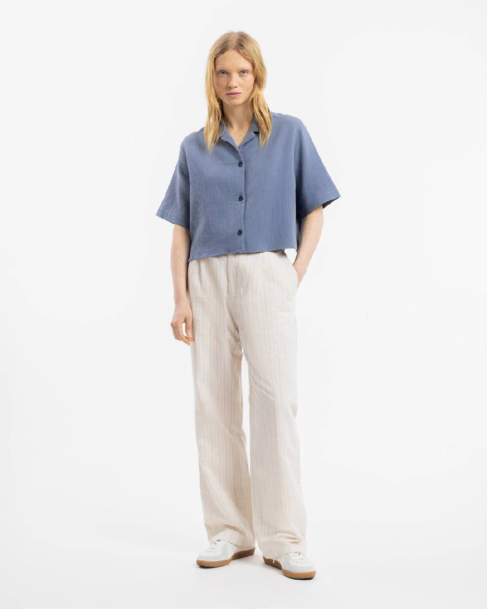 Rotholz Kurzes Bowling Shirt Bio Baumwolle - Blau Bis zu 60% Rabatt