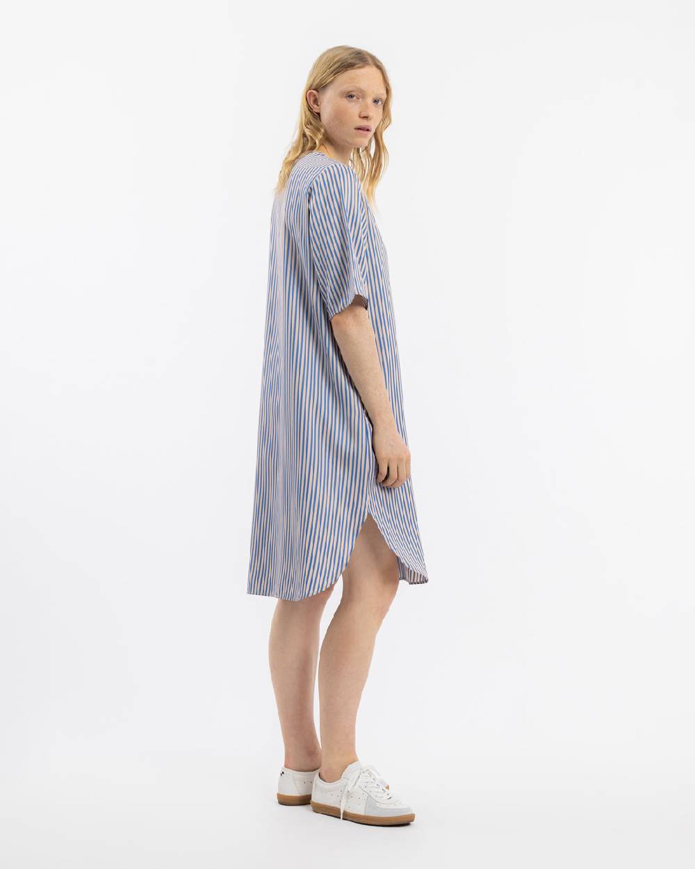 Rotholz Kaftan Kleid Lyocell - Blau Gestreift Bis zu 65% Rabatt