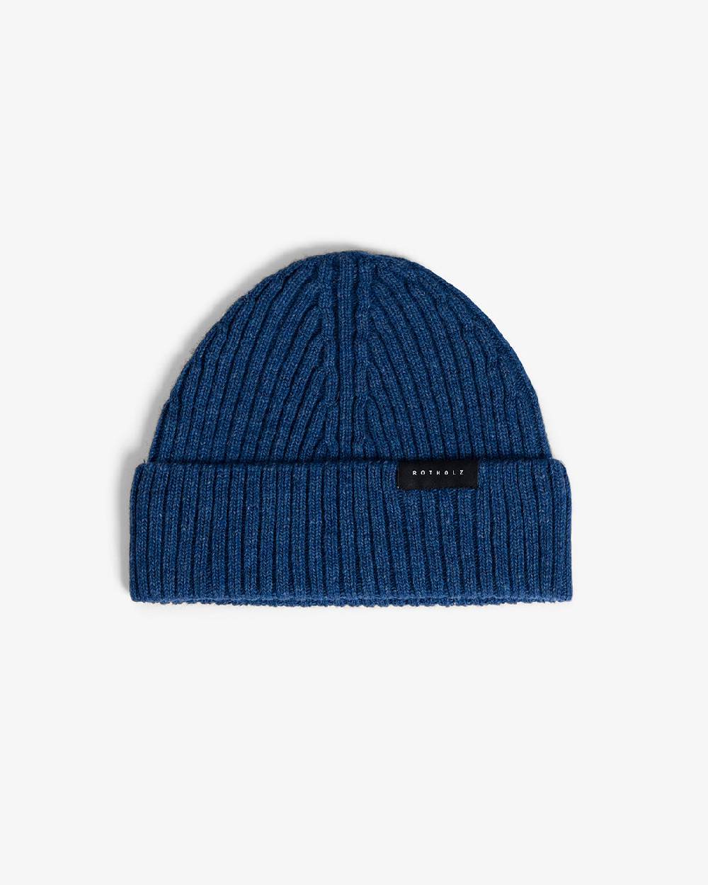 Rotholz Klassische Mütze Wollmix Ripp - Blau Sonderangebot der Fabrik