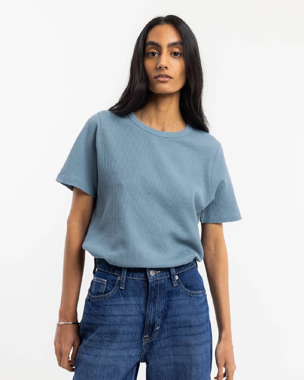Rotholz Waffel T-Shirt Bio-Baumwolle - Blau Begrenzt auf 3 Tage
