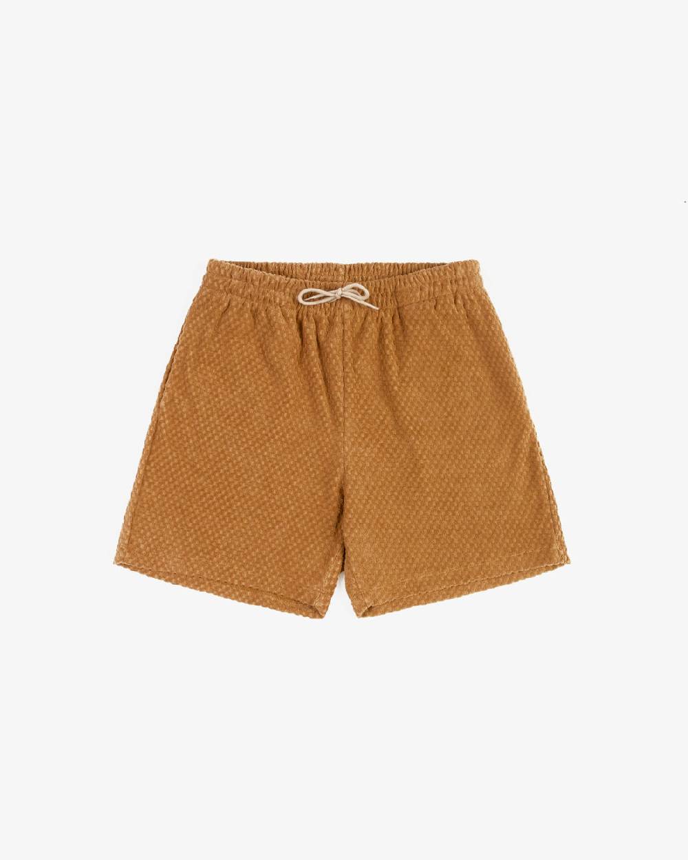 Rotholz Kurze Frottee Hose Bio Baumwolle - Karamell Outlet