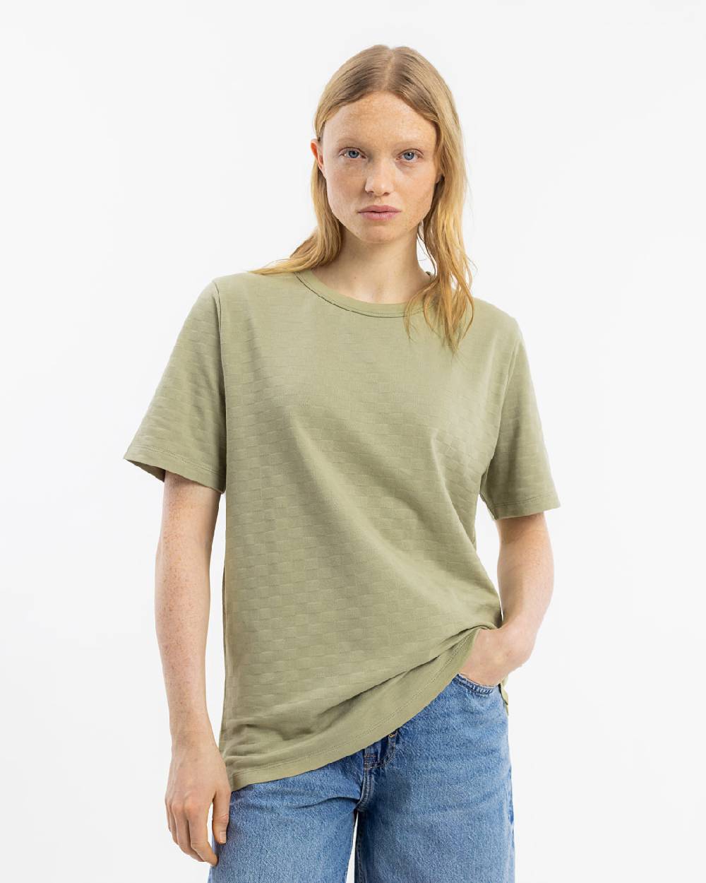 Rotholz Strukturiertes T-Shirt Bio Baumwolle - Grün Schlussverkauf