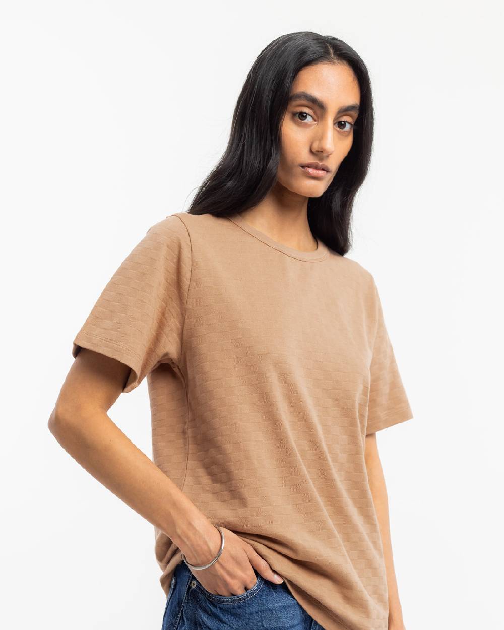 Rotholz Strukturiertes T-Shirt Bio Baumwolle - Karamell Günstiger Verkauf