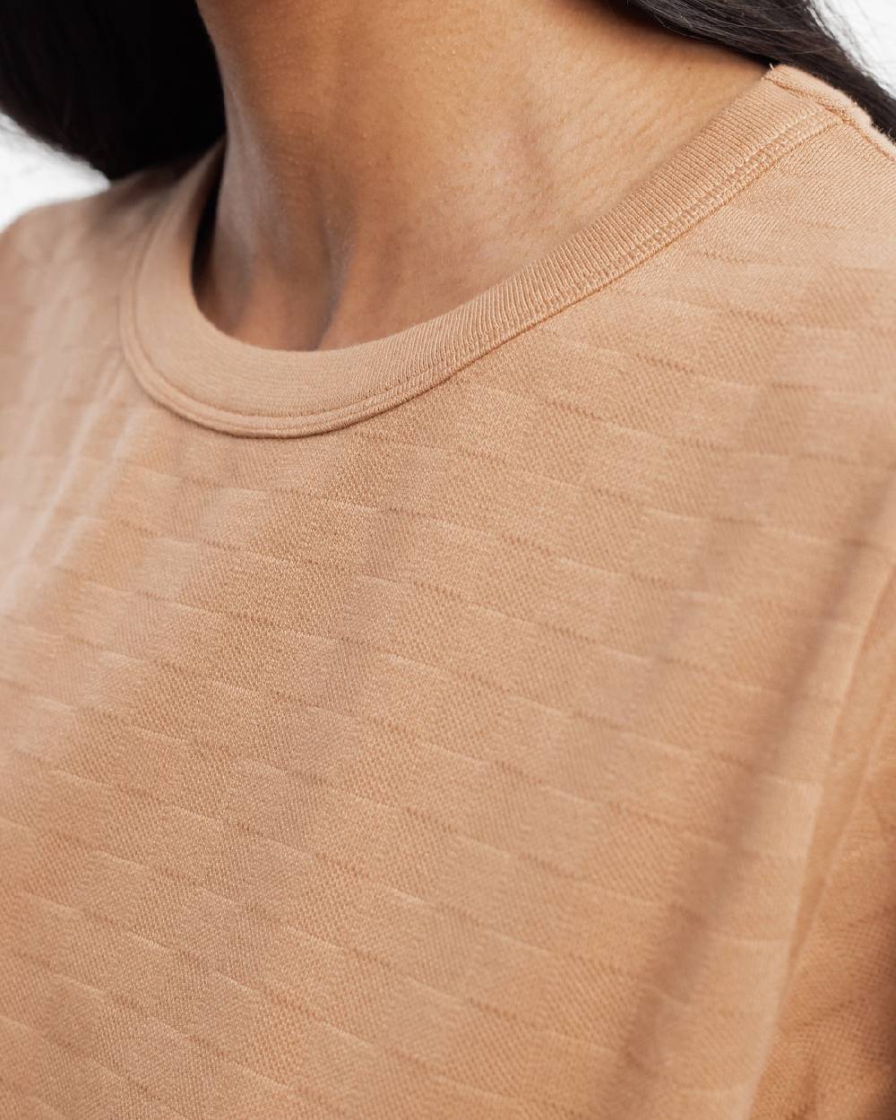 Rotholz Strukturiertes T-Shirt Bio Baumwolle - Karamell Günstiger Verkauf