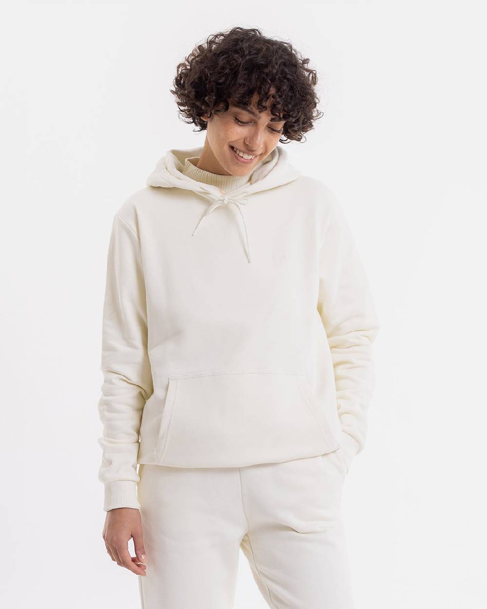 Rotholz Logo Hoodie aus Bio-Baumwolle Weiß Limitierter Zeitrabatt