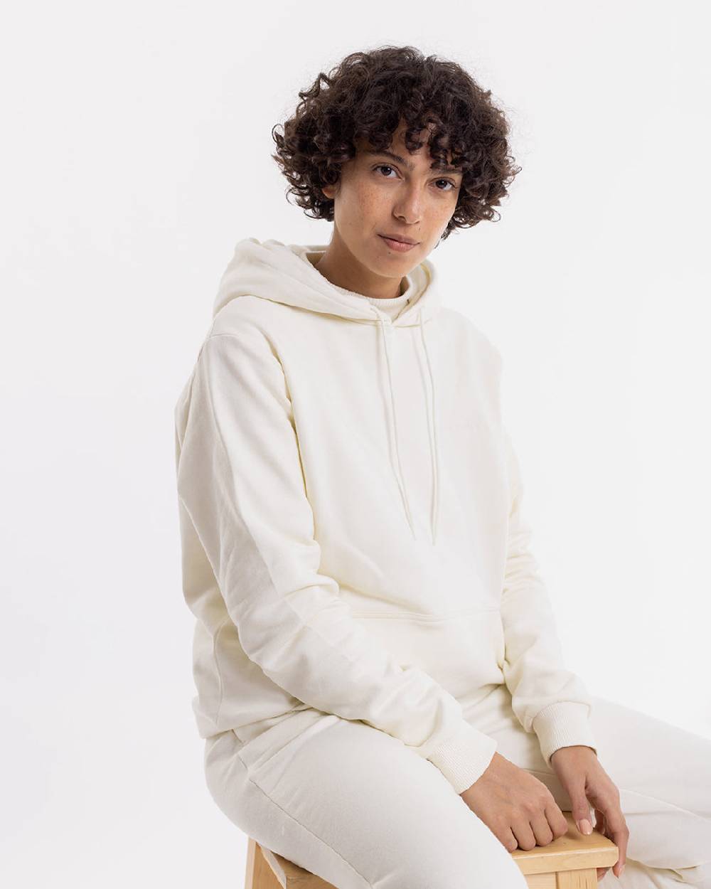 Rotholz Logo Hoodie aus Bio-Baumwolle Weiß Limitierter Zeitrabatt