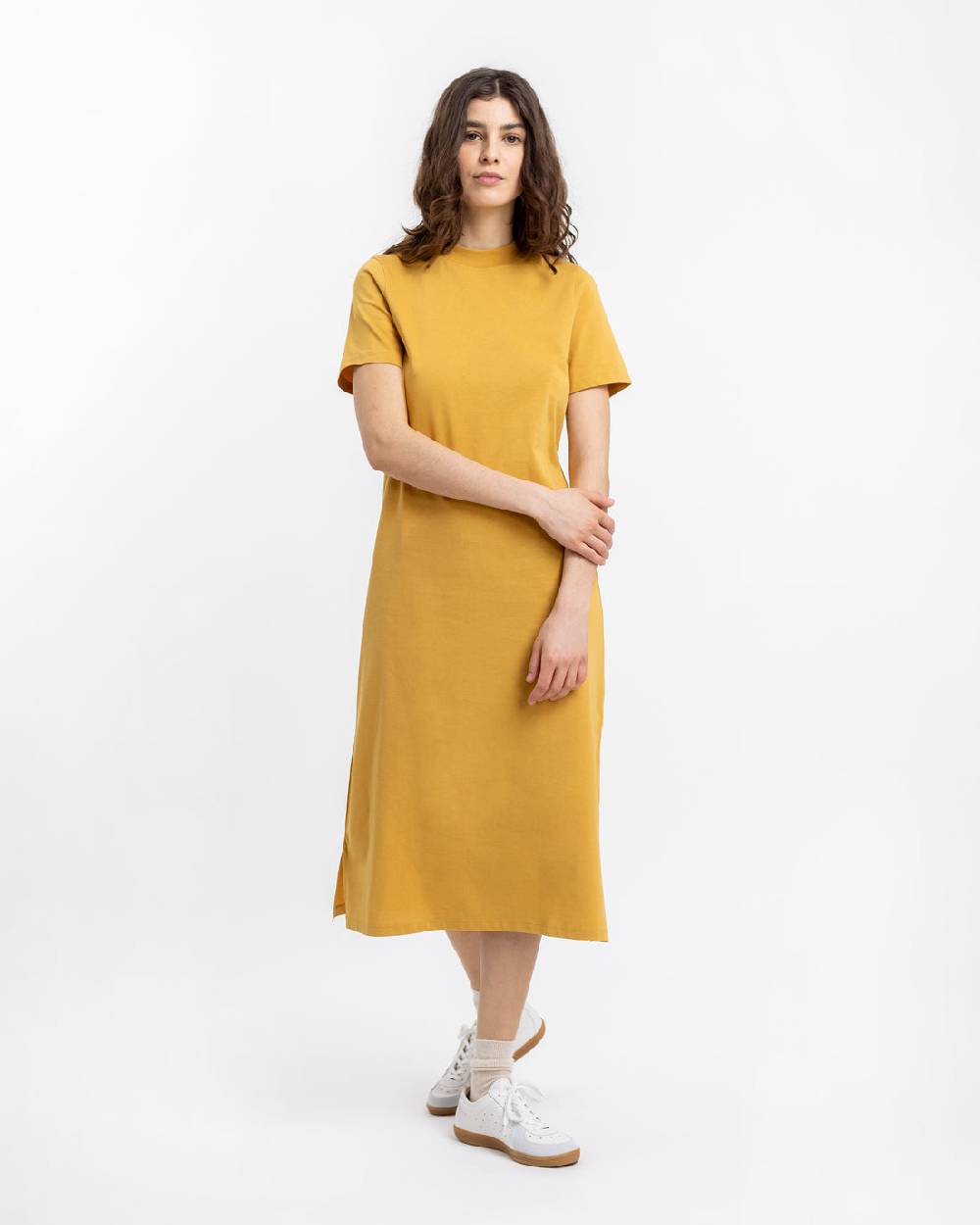 Rotholz T-Shirt Kleid aus Bio-Baumwolle Senfgelb Versandkostenfrei