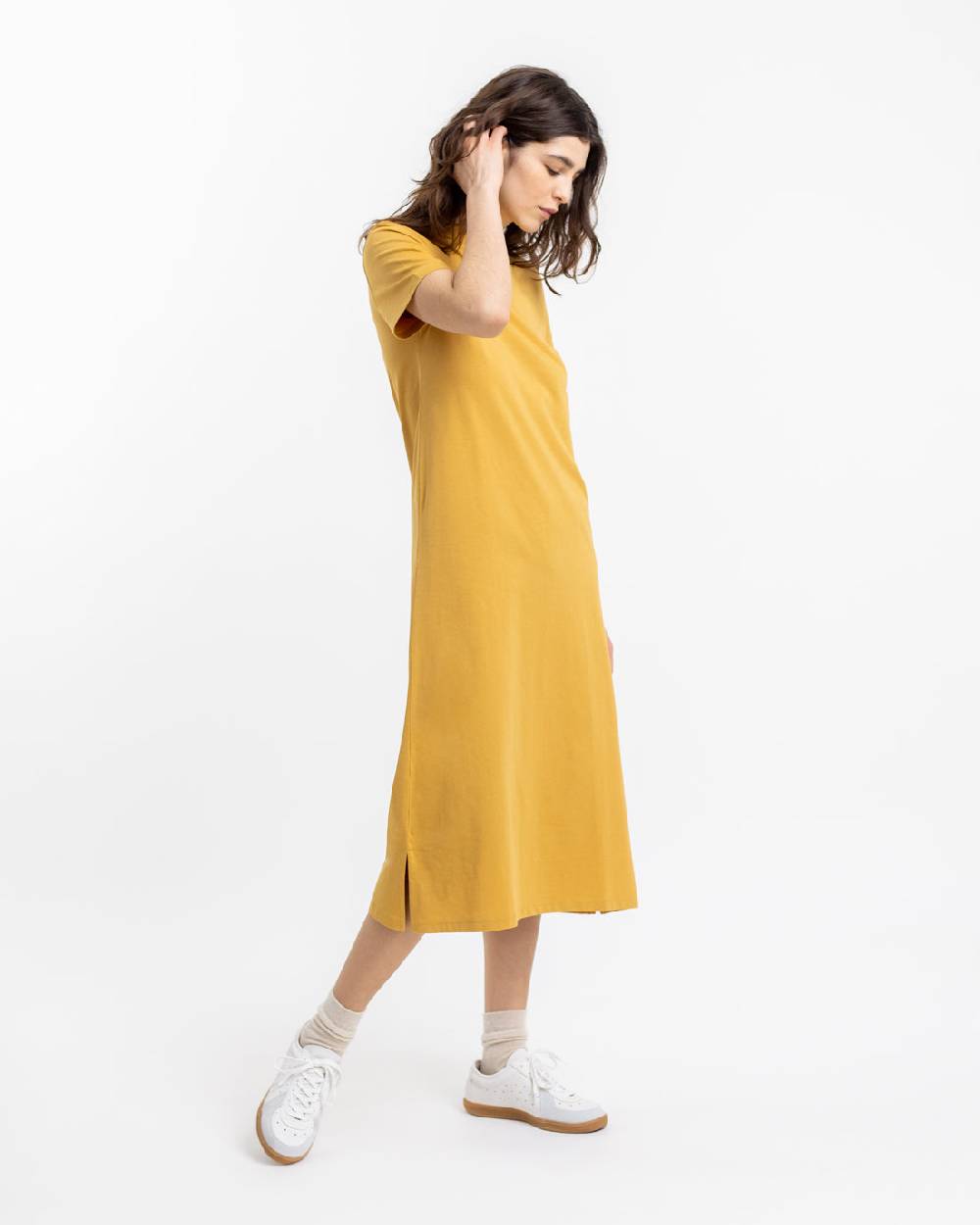 Rotholz T-Shirt Kleid aus Bio-Baumwolle Senfgelb Versandkostenfrei