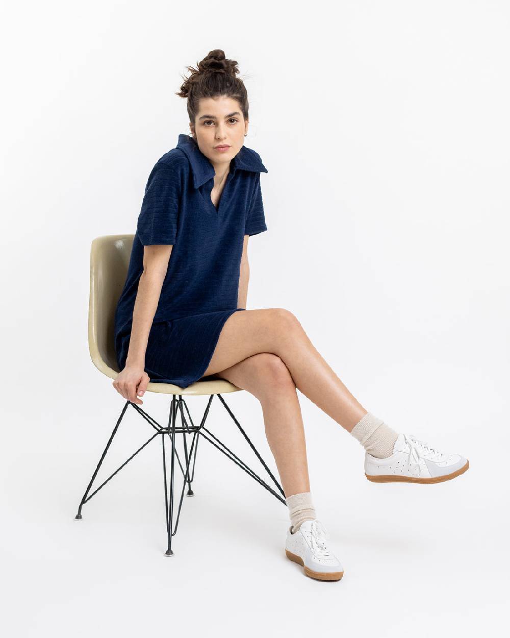 Rotholz Polo Kleid aus Bio Frottee Blau Großer Ausverkauf