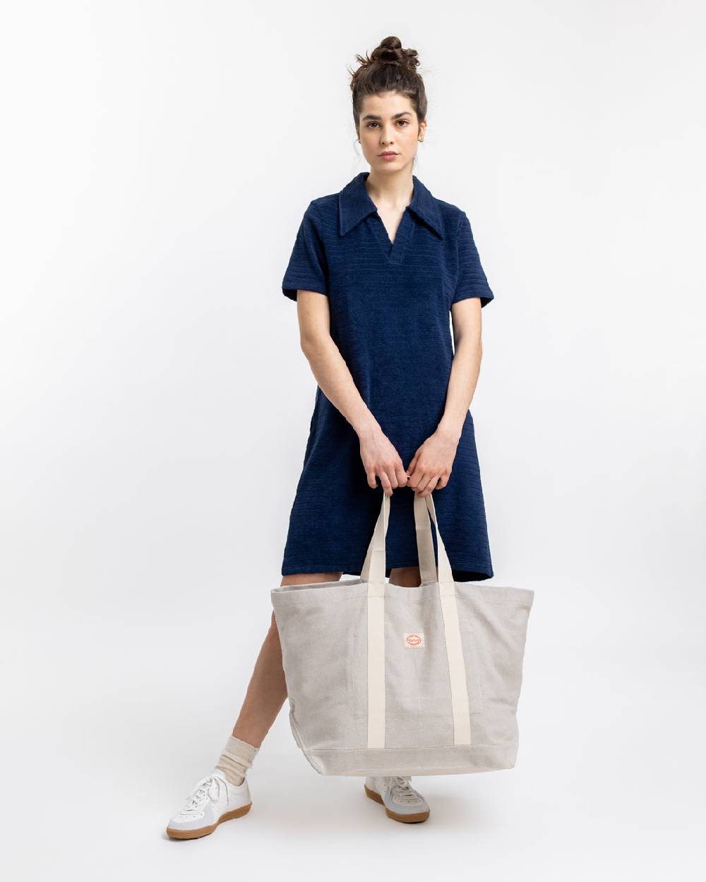 Rotholz Polo Kleid aus Bio Frottee Blau Großer Ausverkauf