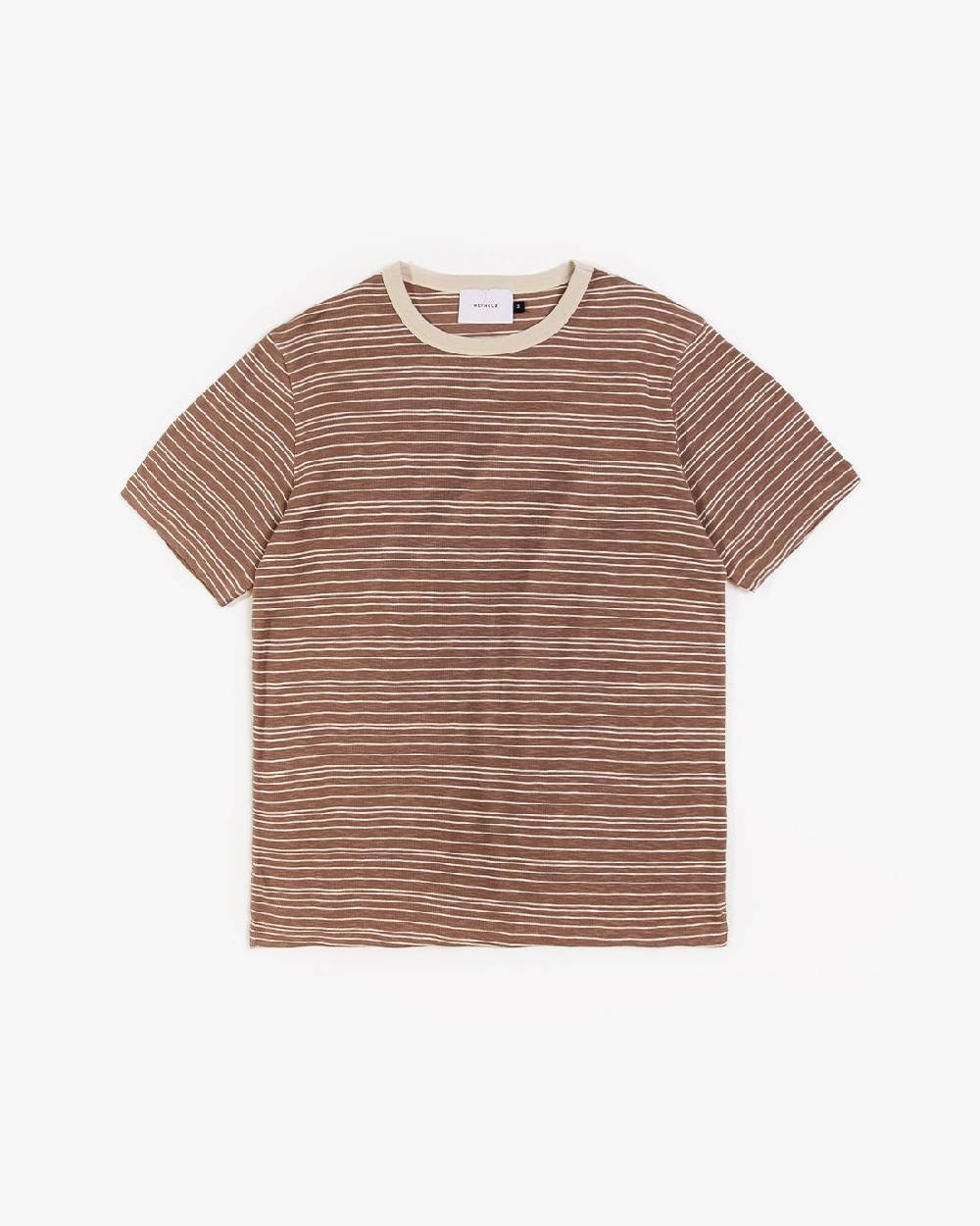 Rotholz Gestreiftes T-Shirt Braun Online Shopping