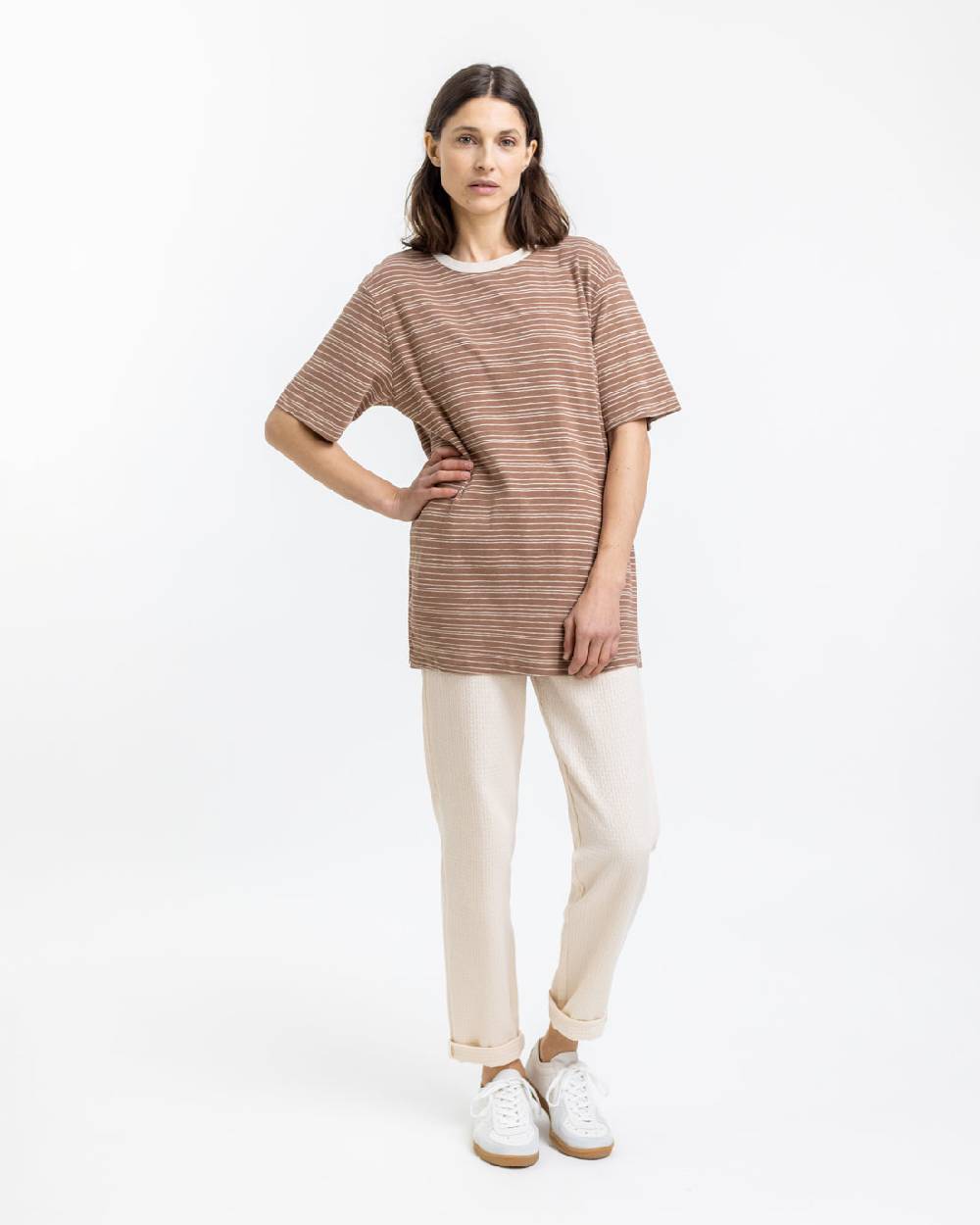 Rotholz Gestreiftes T-Shirt Braun Online Shopping