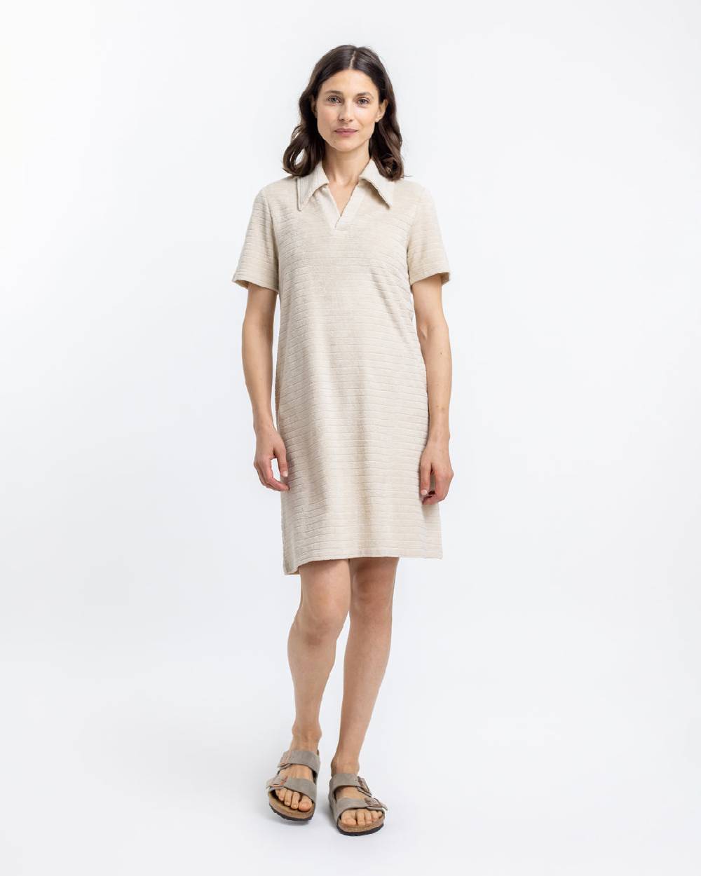 Rotholz Polo Kleid aus Bio Frottee Creme Black Friday