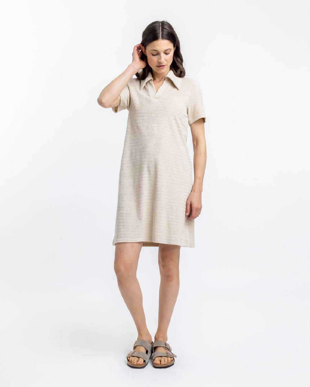Rotholz Polo Kleid aus Bio Frottee Creme Black Friday