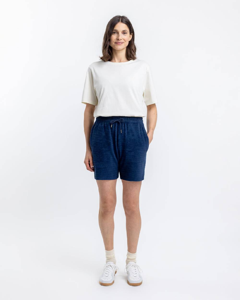 Rotholz Frottee Shorts aus Bio-Baumwolle Blau Lagerräumung