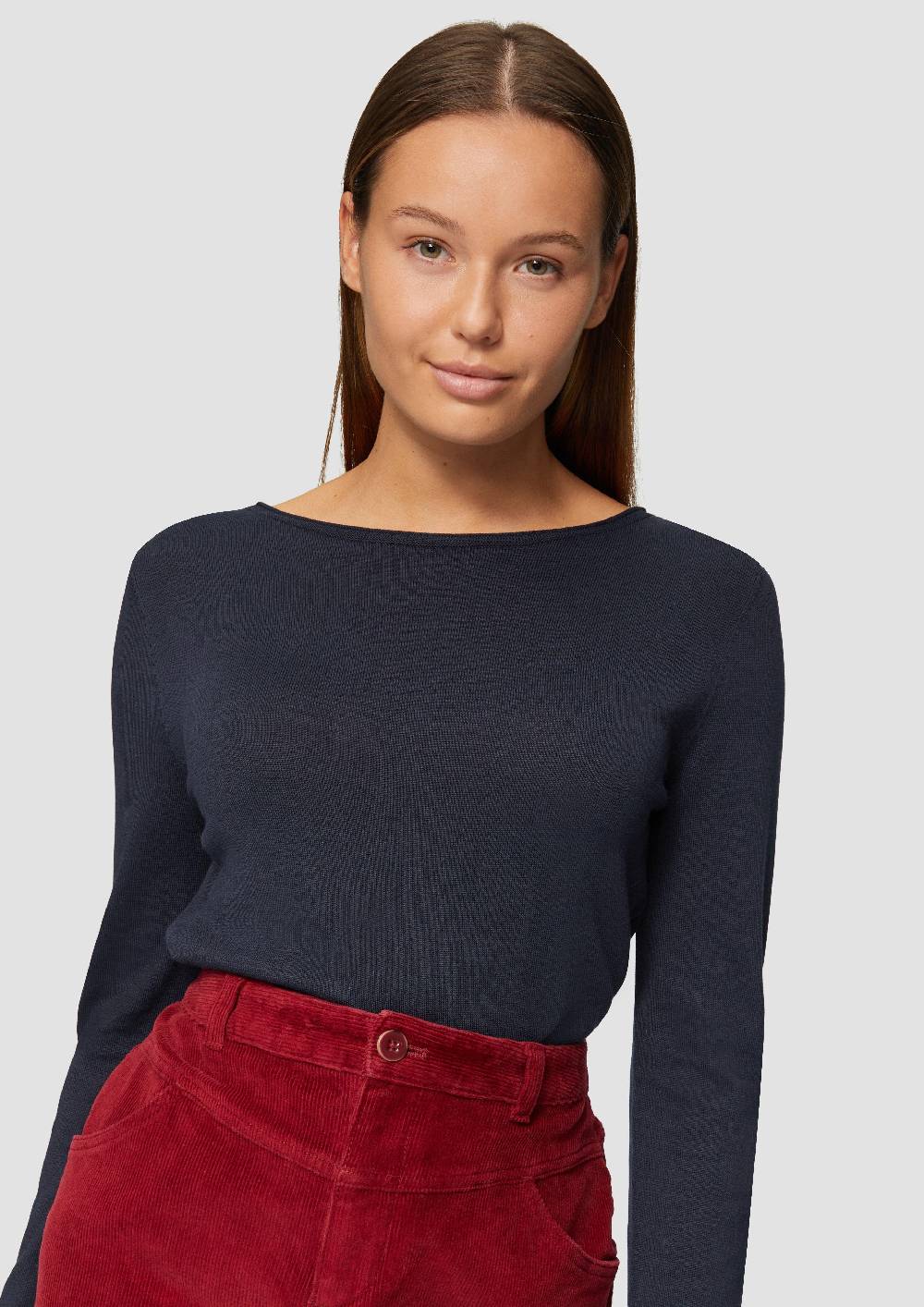 S.Oliver Leichter Feinstrickpullover mit Rollkante Im Verkauf