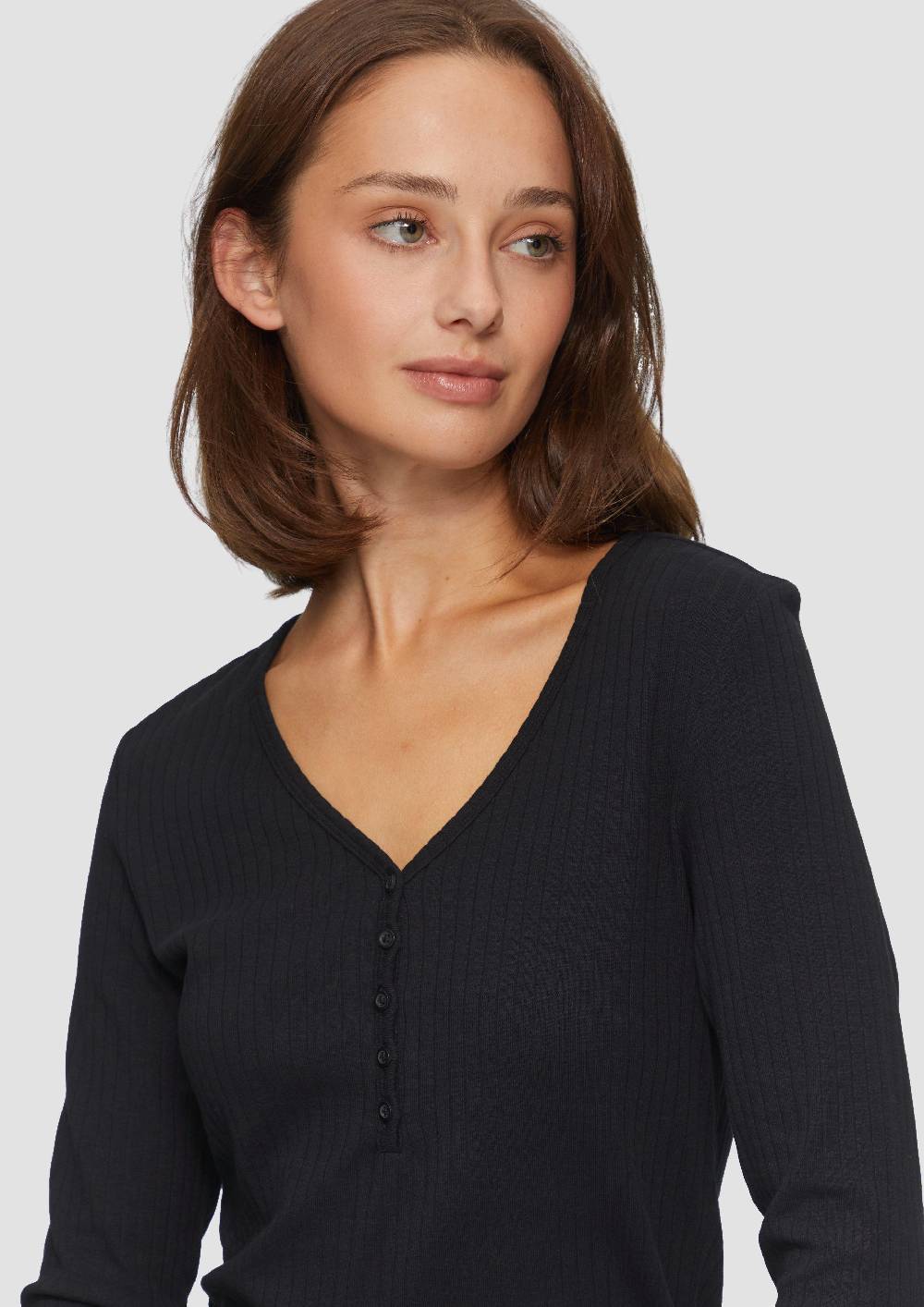 S.Oliver Stretchiges Longsleeve mit Henleyausschnitt Verkauf