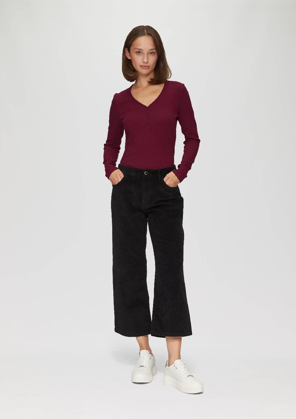 S.Oliver Stretchiges Longsleeve mit Henleyausschnitt Angebote