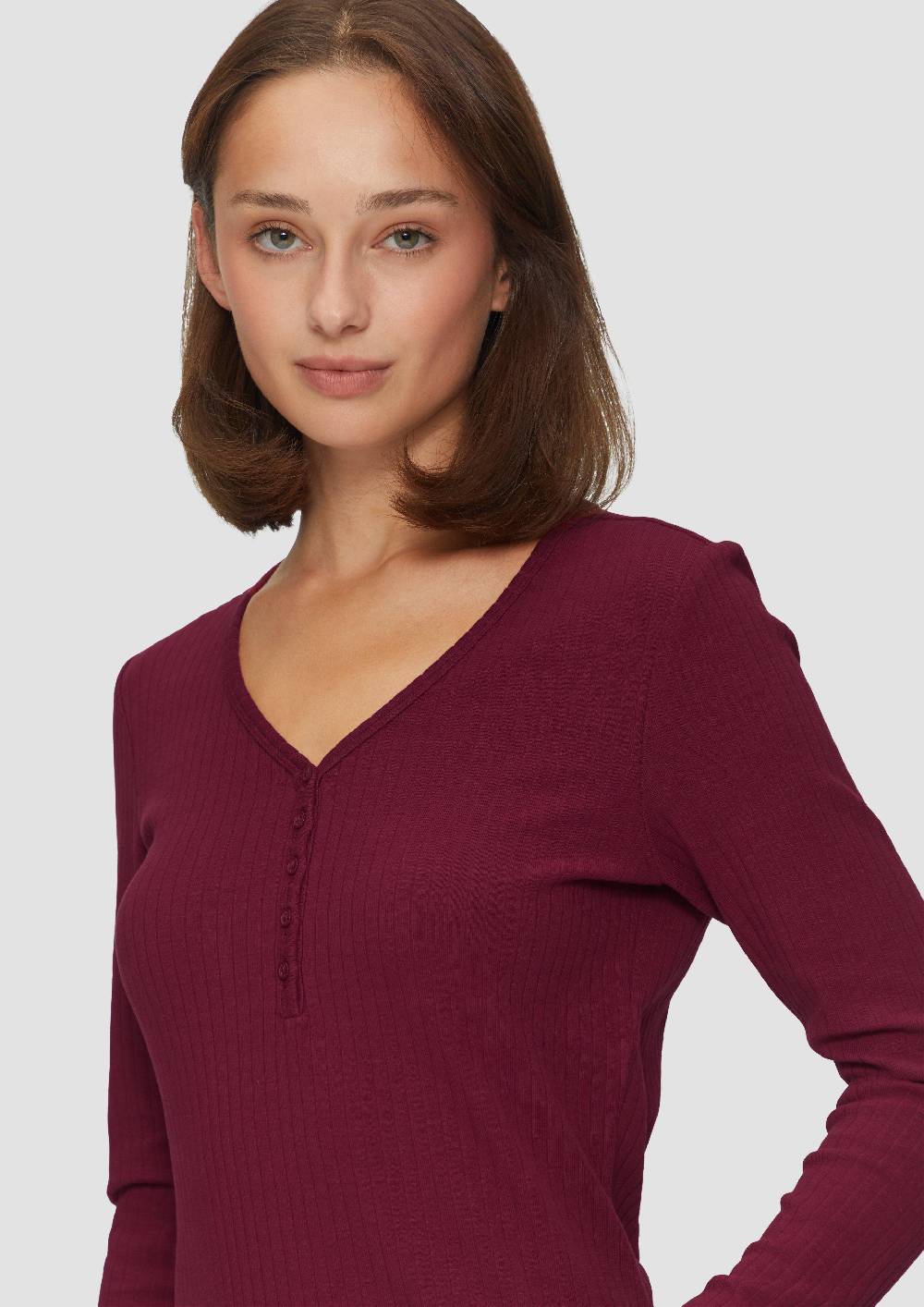 S.Oliver Stretchiges Longsleeve mit Henleyausschnitt Angebote
