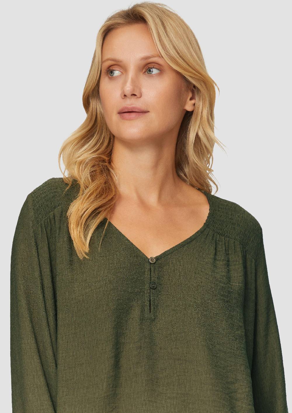 S.Oliver Strukturierte Bluse aus Viskosemix mit Smok Details Sonderangebot