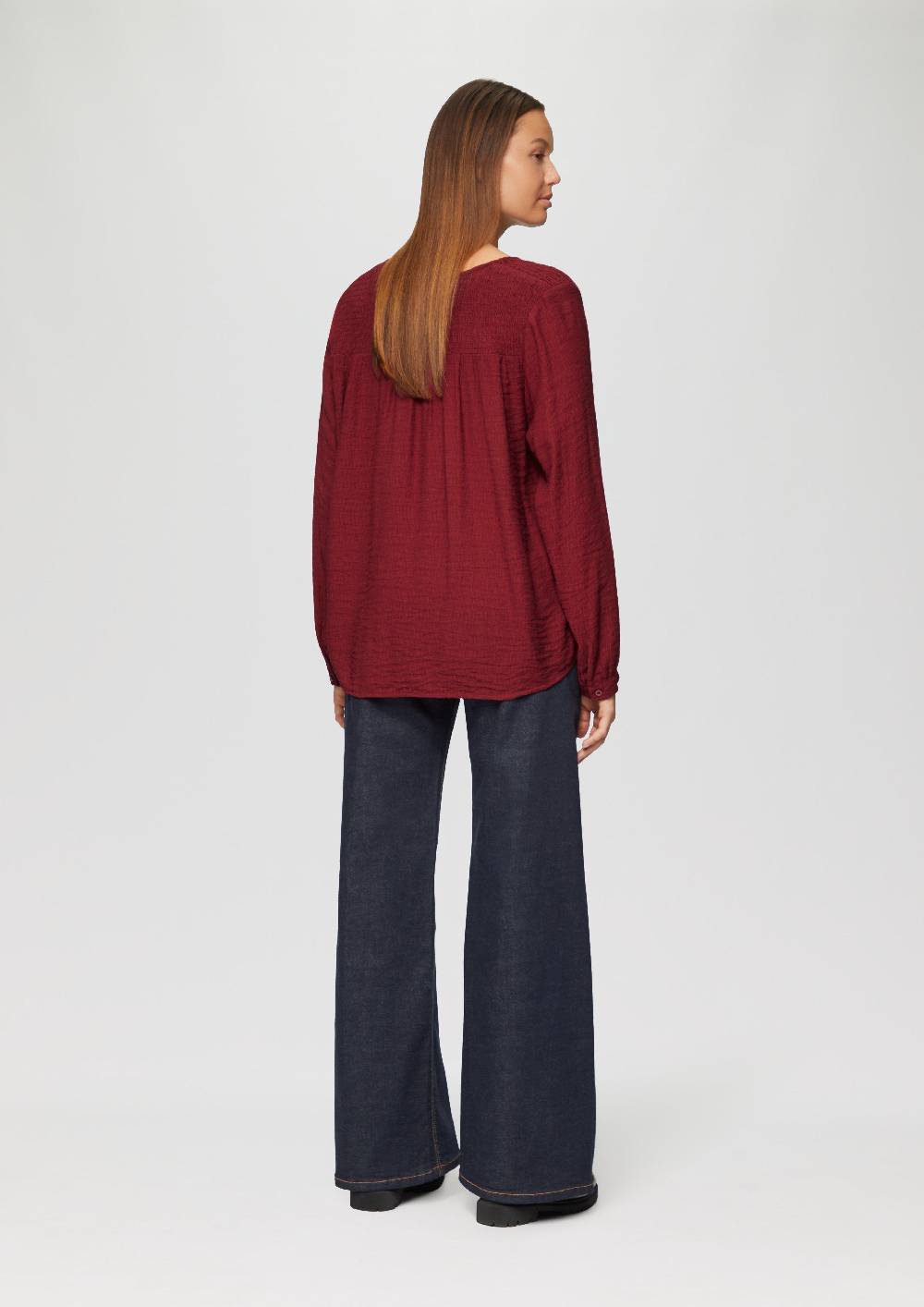 S.Oliver Strukturierte Bluse aus Viskosemix mit Smok Details Rabatt