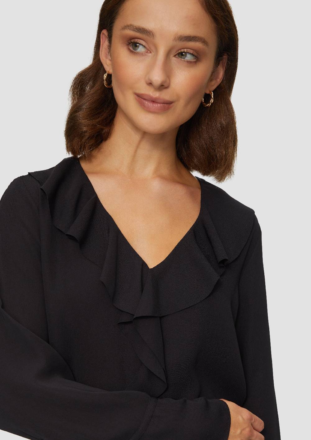 S.Oliver Volantbluse mit V-Ausschnitt Black Friday