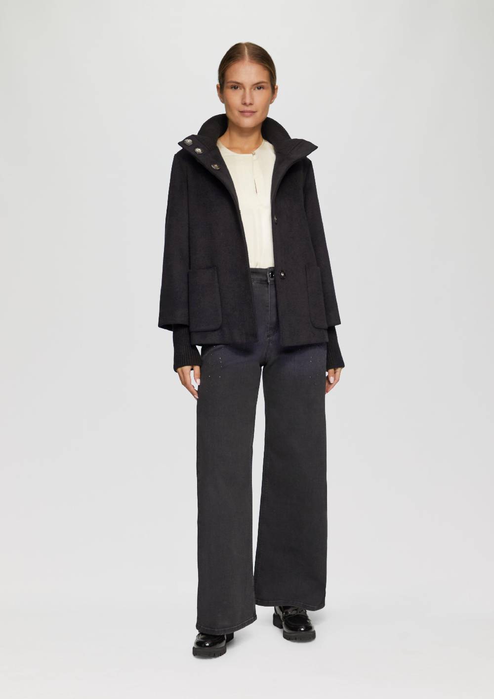 S.Oliver Jacke aus Wollmix mit Rippbündchen Sonderangebot der Fabrik