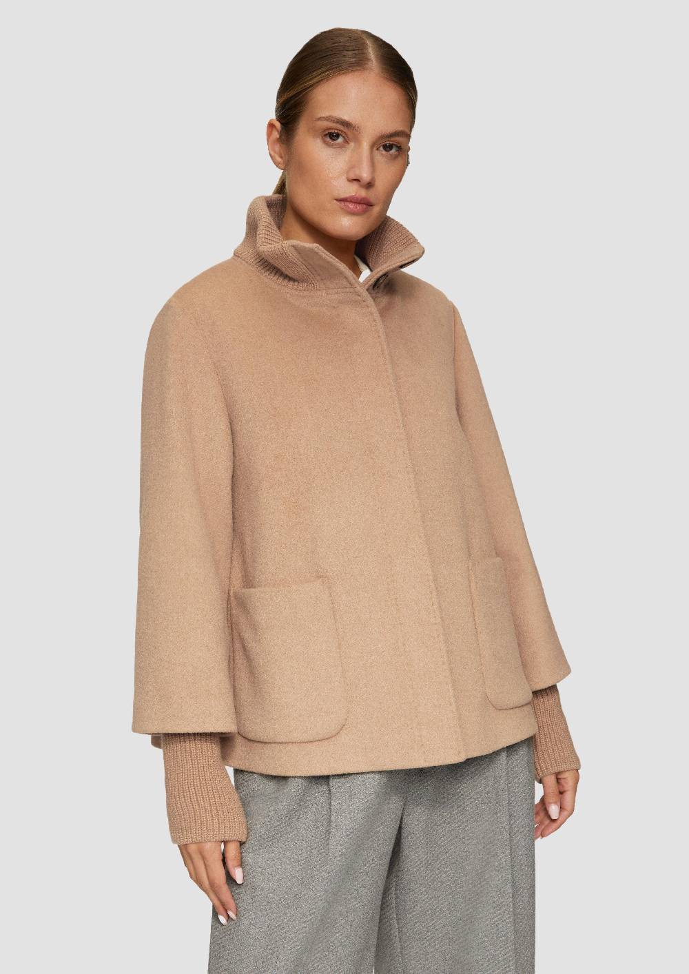 S.Oliver Jacke aus Wollmix mit Rippbündchen Vierteljährliche Förderung