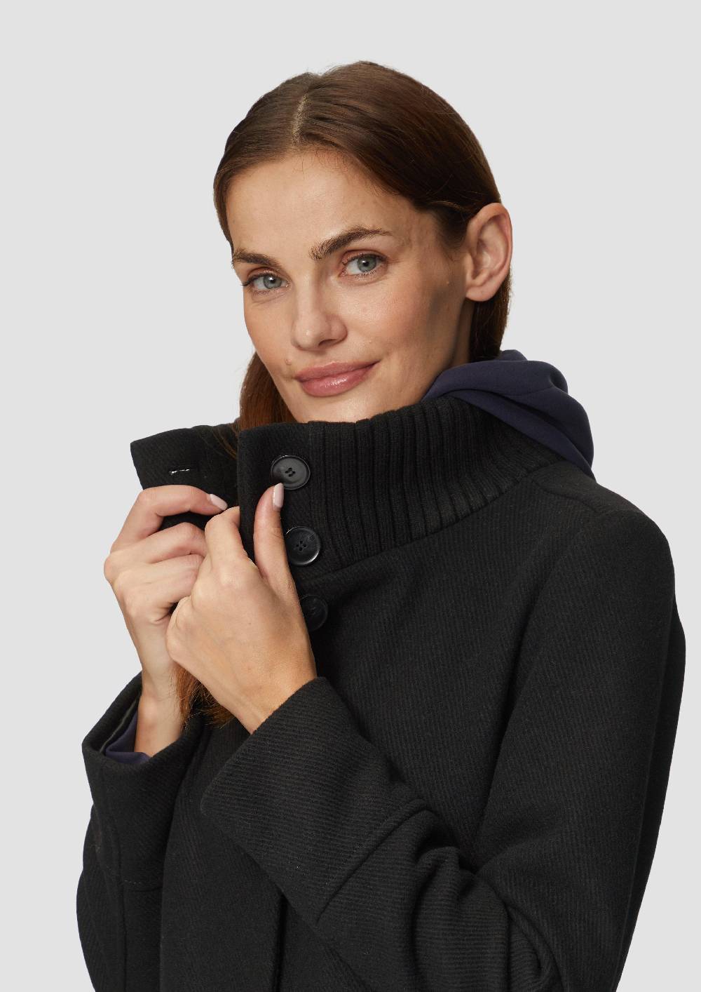 S.Oliver Twillmantel mit Strick-Stehkragen und Eingrifftaschen Discount Store für neue Produkte