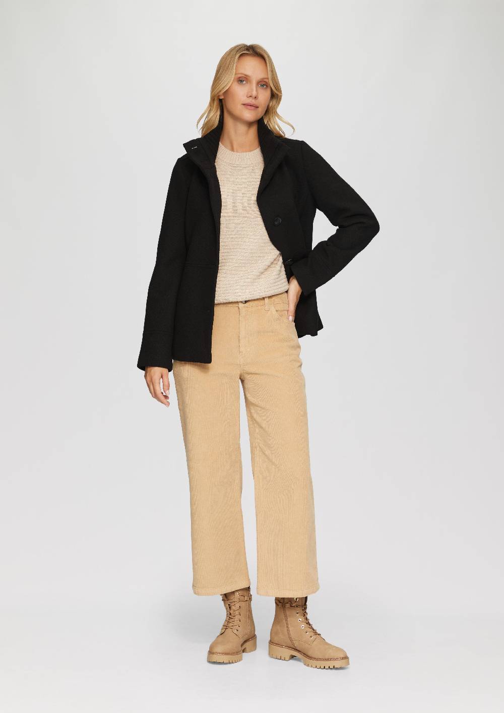 S.Oliver Twilljacke mit Strick-Stehkragen und Eingrifftaschen Riesige Rabatte