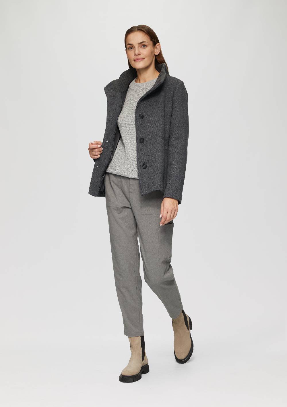 S.Oliver Twilljacke mit Strick-Stehkragen und Eingrifftaschen 50% Rabatt mit kostenlosem Versand