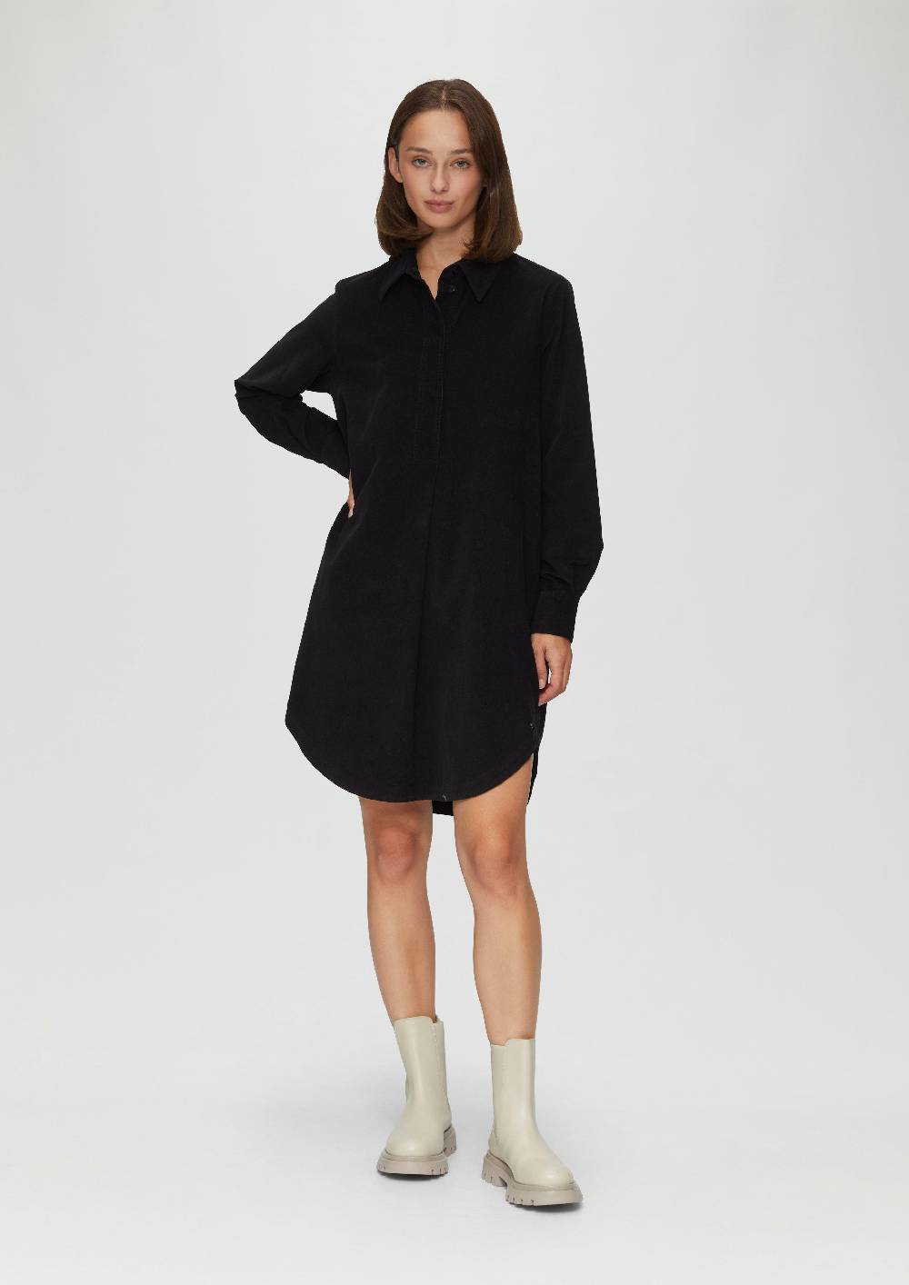 S.Oliver Hemdblusenkleid aus Feincord mit seitlichen Eingrifftaschen Black Friday Preise