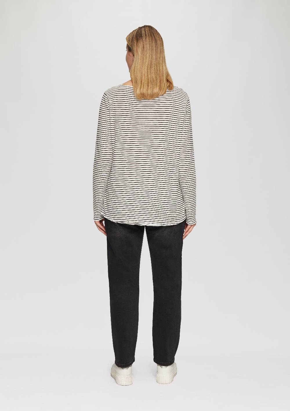 S.Oliver Longsleeve mit Flammgarnstruktur und Rundhalsausschnitt Verkauf