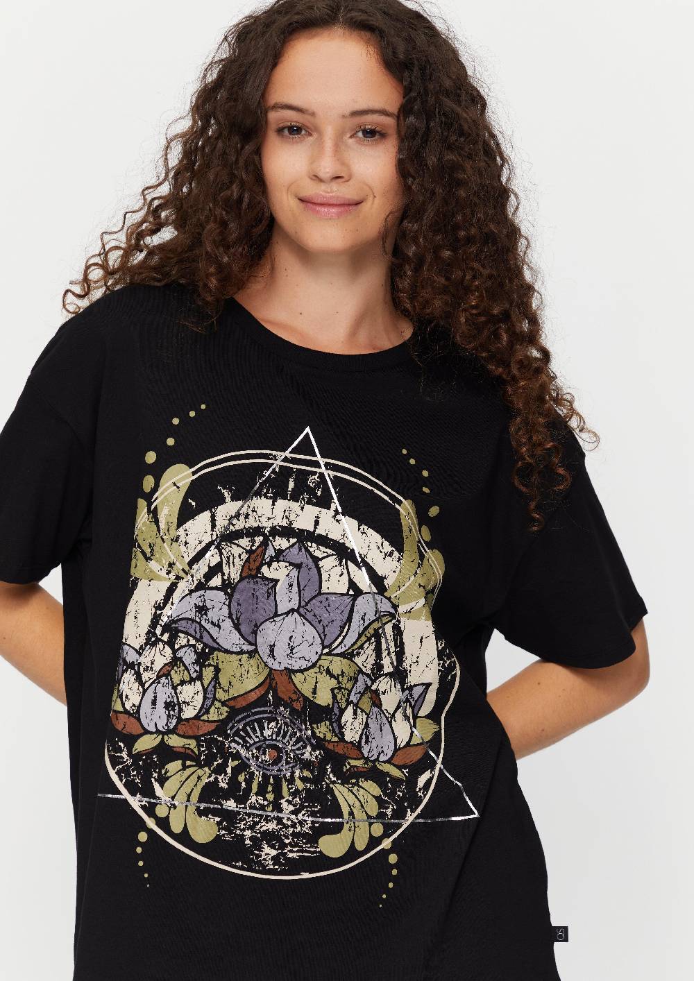S.Oliver Print-T-Shirt mit überschnittenen Schultern im Angebot