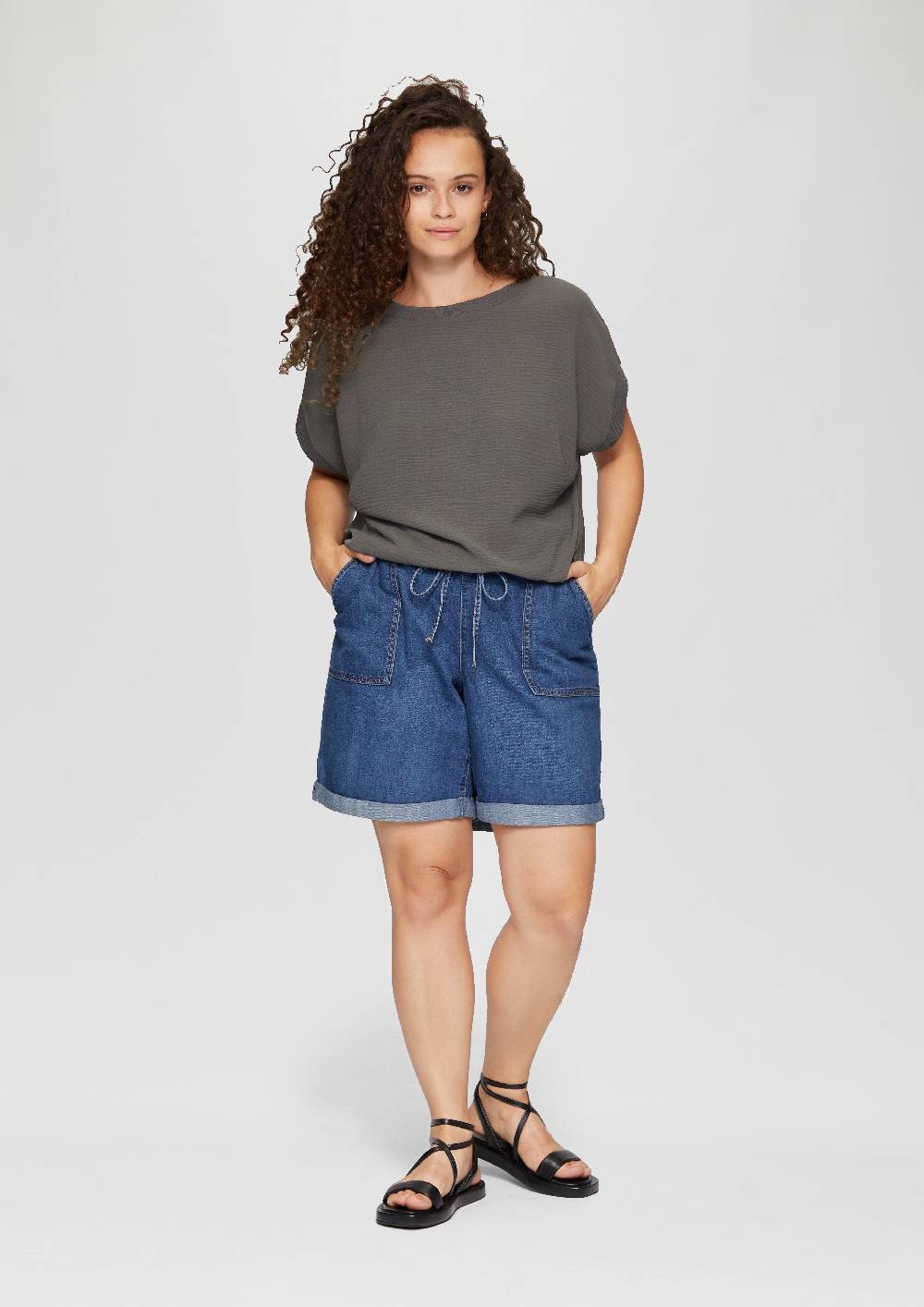 S.Oliver Materialmix-T-Shirt im Loose Fit Schlussverkauf