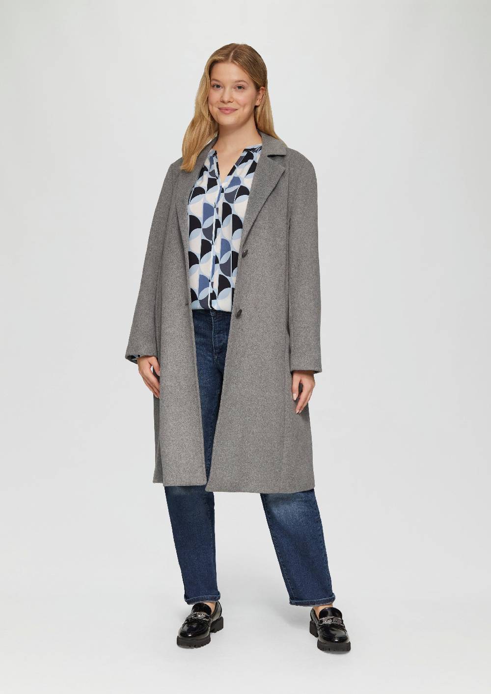S.Oliver Viskose-Bluse mit Raffdetails und All-over-Print Fabrikverkauf