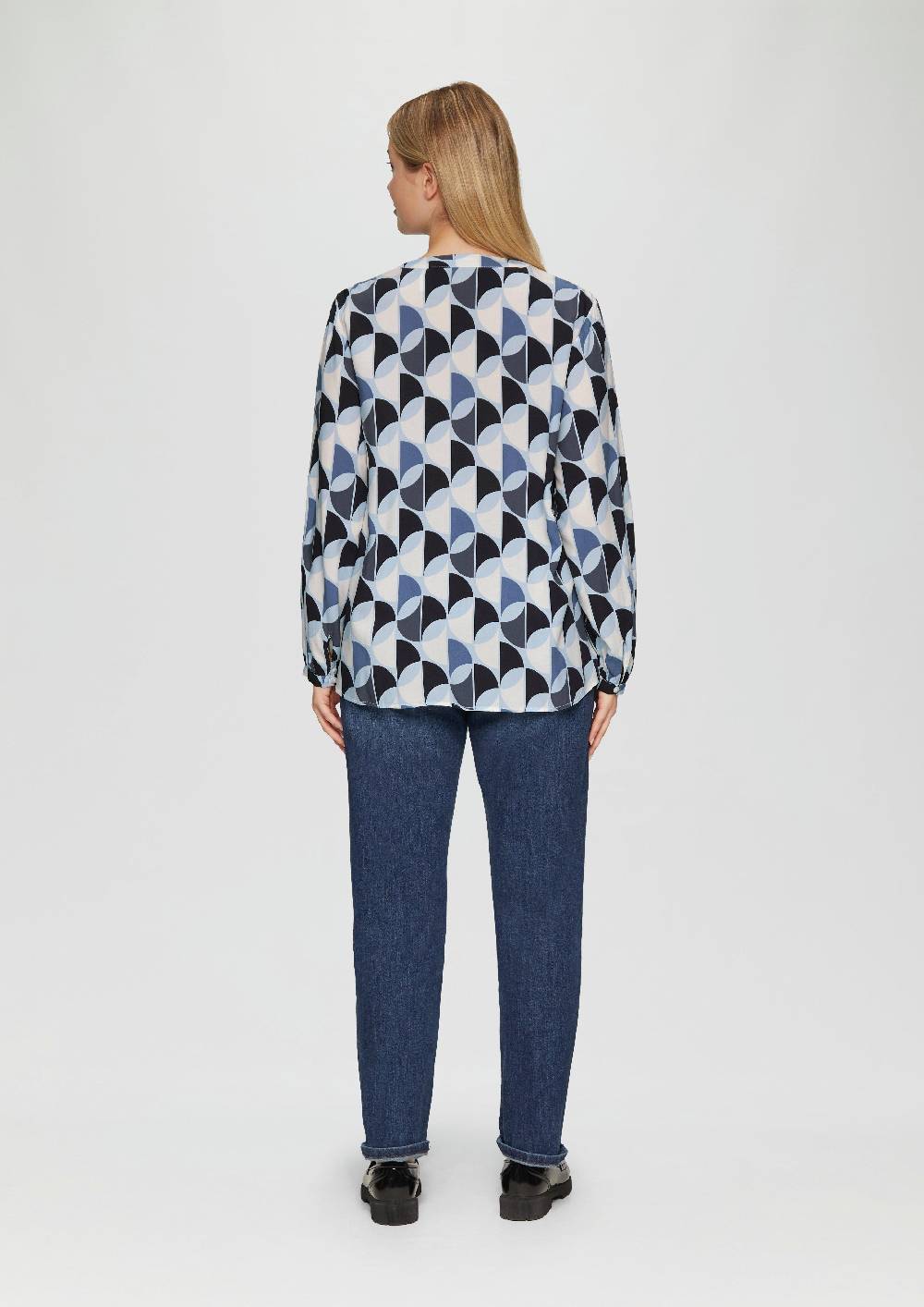 S.Oliver Viskose-Bluse mit Raffdetails und All-over-Print Fabrikverkauf