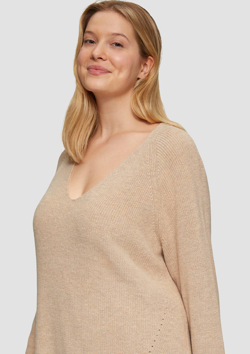 S.Oliver Strickpullover mit V-Ausschnitt im Loose Fit Flash Sale