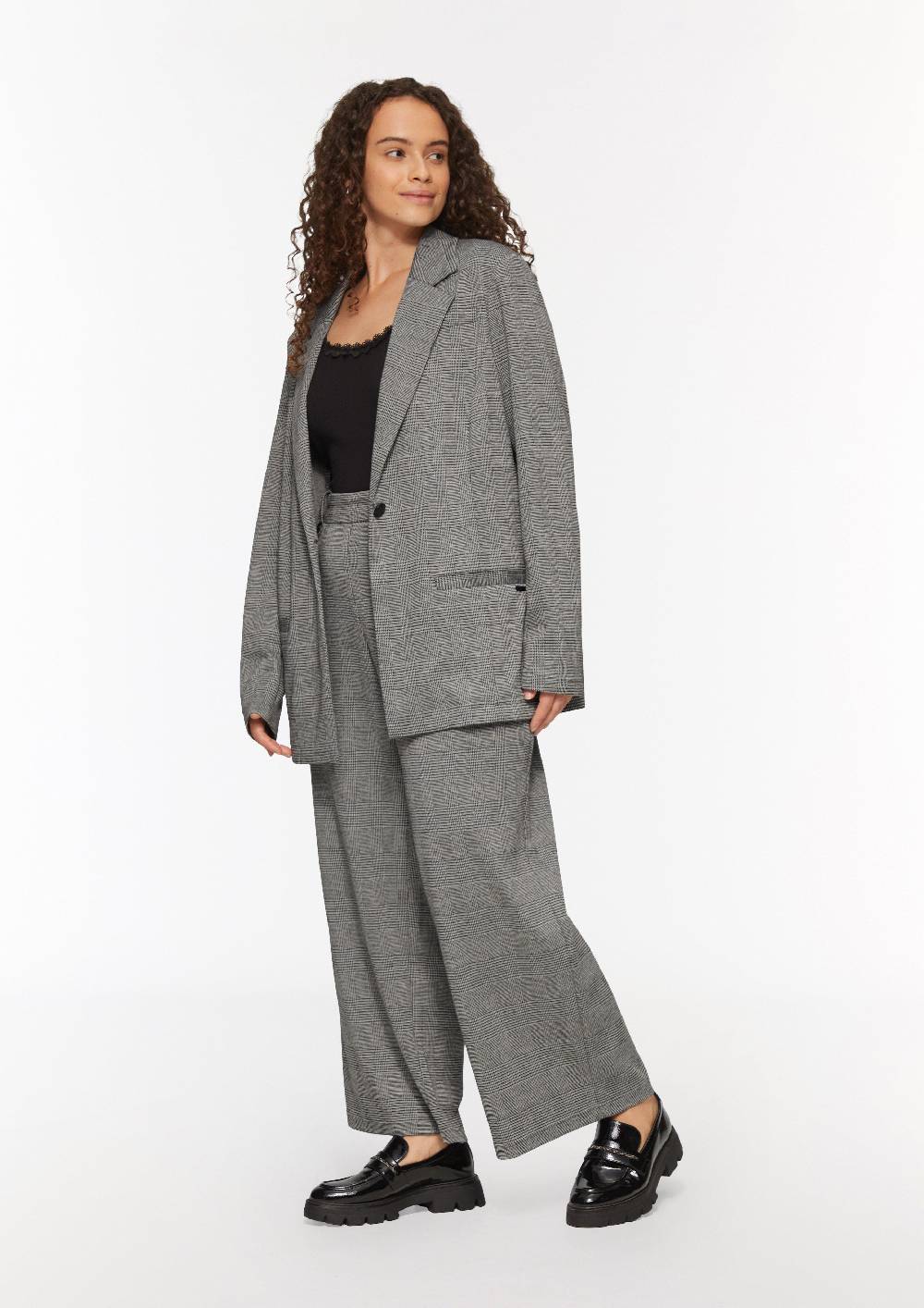 S.Oliver Gemusterte Wide-Leg-Hose aus Interlock-Jersey Vatertagsangebot