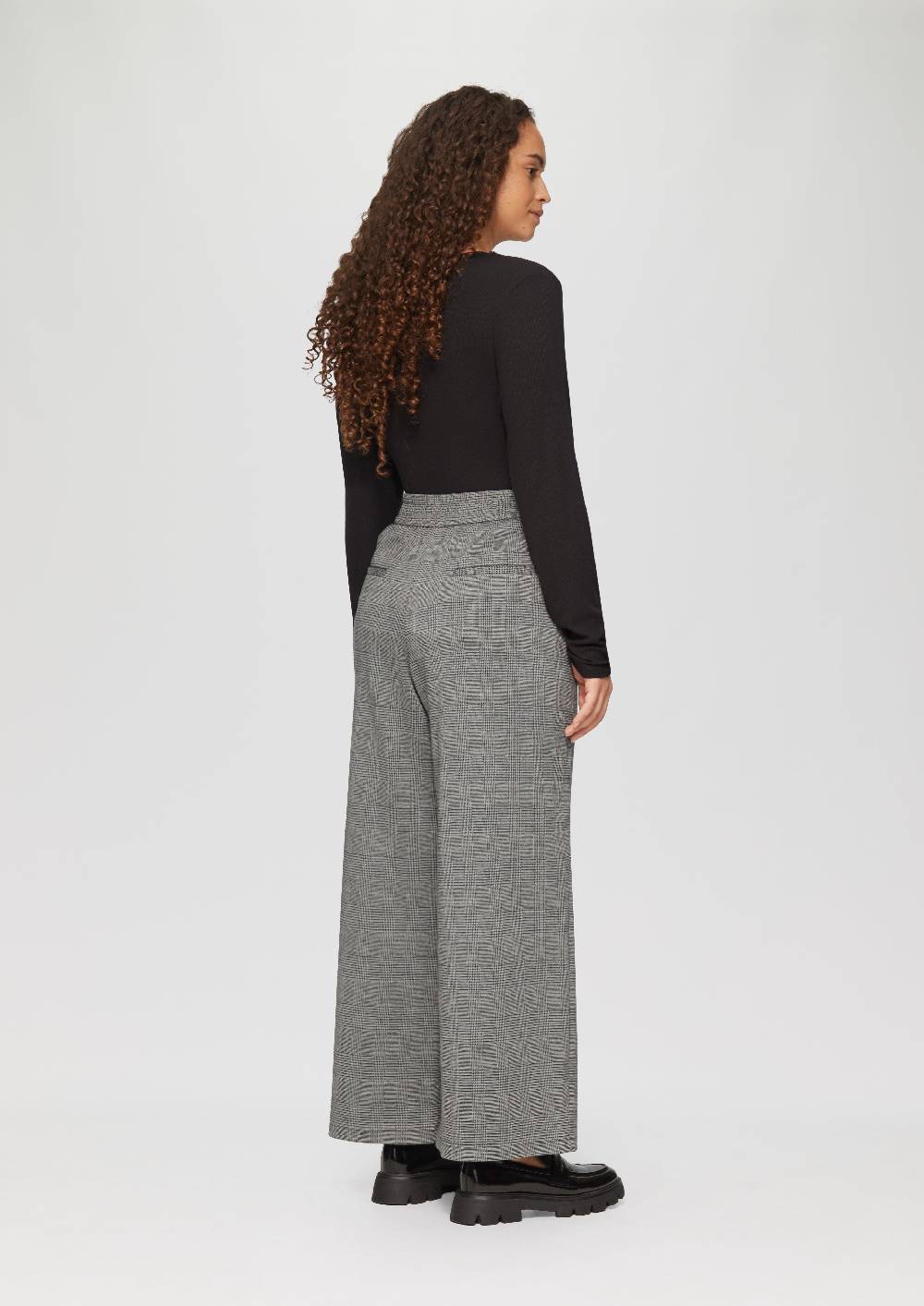 S.Oliver Gemusterte Wide-Leg-Hose aus Interlock-Jersey Vatertagsangebot