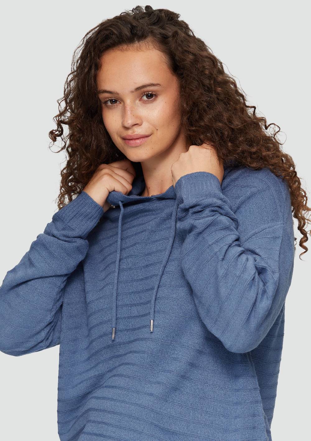 S.Oliver Strukturierter Strickpullover mit Kapuze Kostenlose Rückgabe