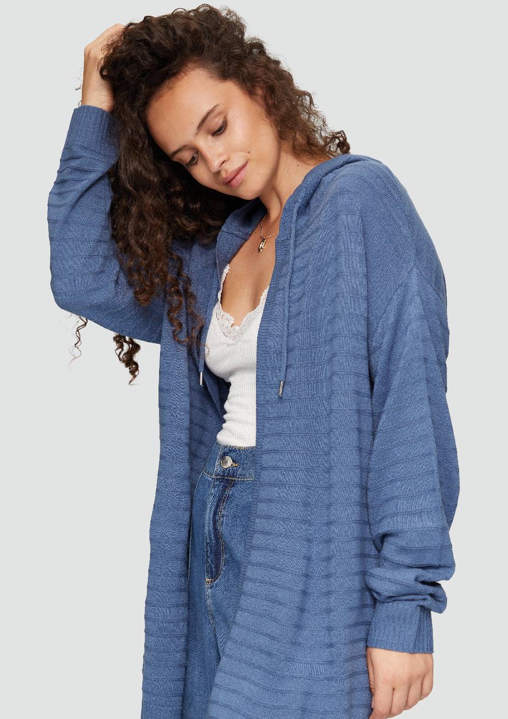 S.Oliver Strickjacke mit Kapuze und Streifenstruktur Begrenzte Freigabe