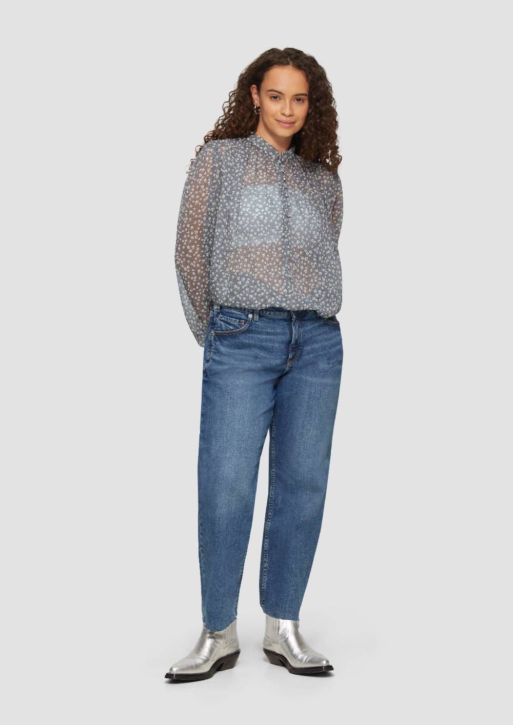 S.Oliver Leicht transparente Chiffonbluse mit Puffärmeln Nur für heute
