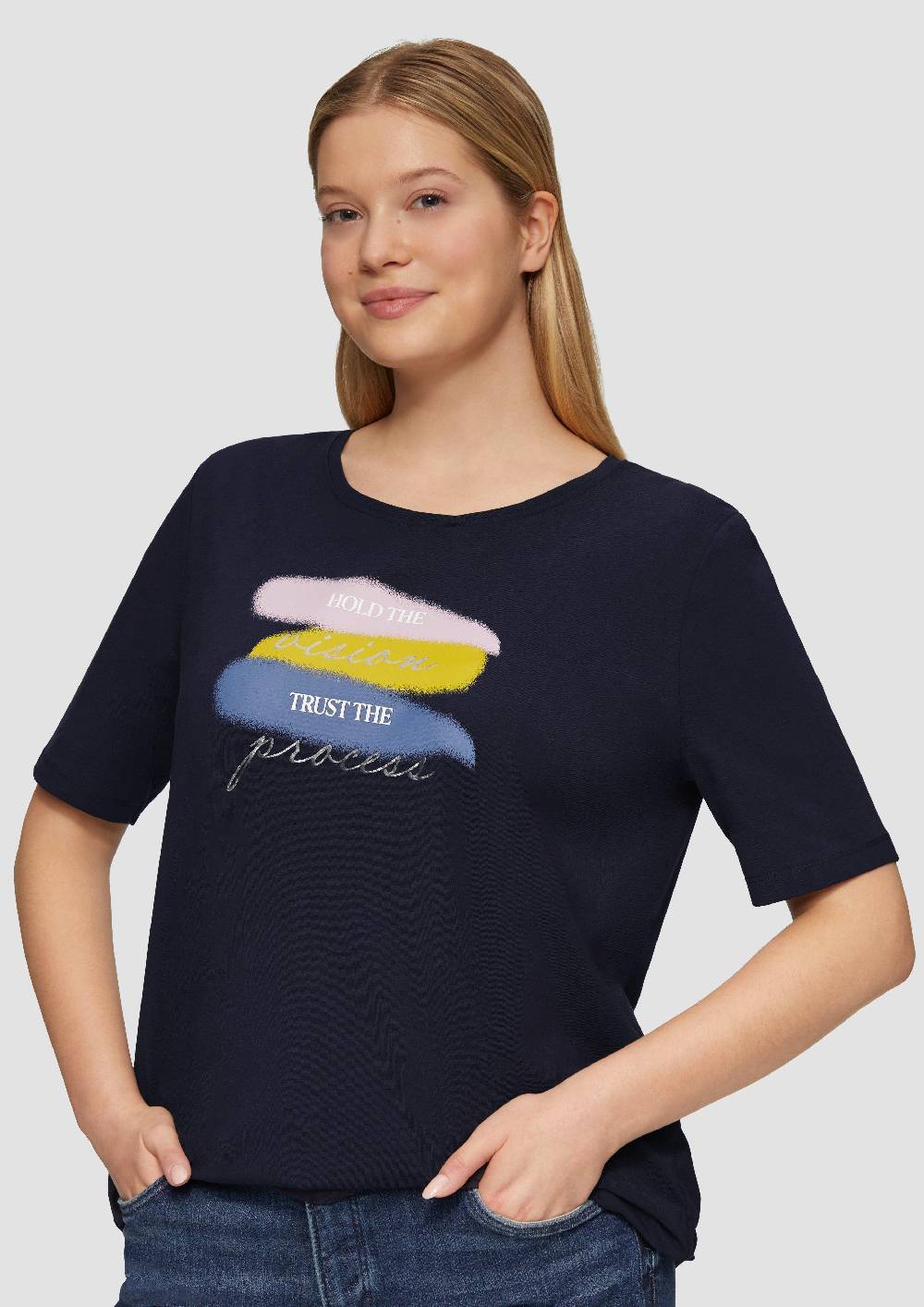 S.Oliver T-Shirt mit Rundhalsausschnitt und Front-Print Im Verkauf
