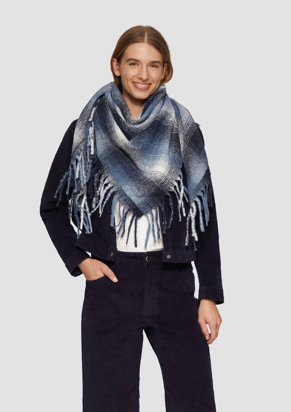 S.Oliver Gemusterter Schal mit Fransen Cyber Monday